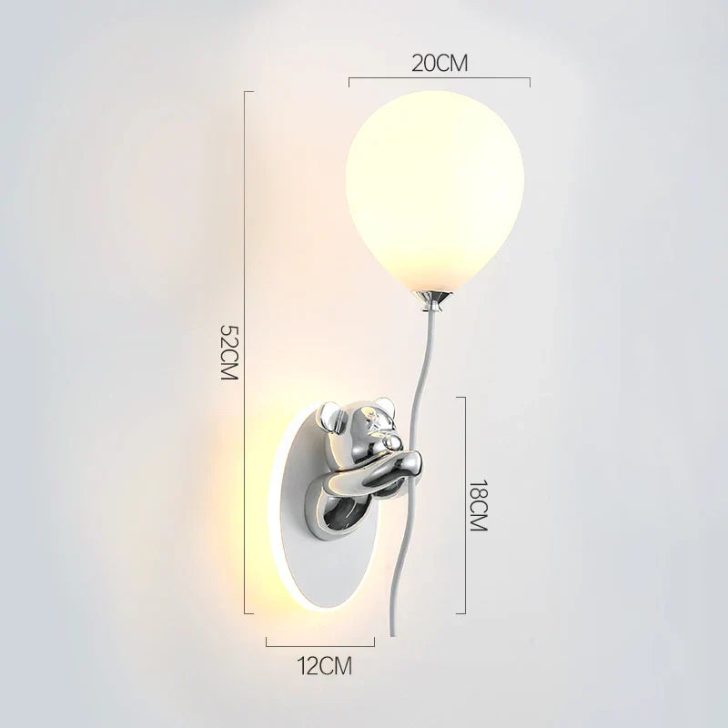 WhimsyBear Kids Wall Lamp With Frosted Glass Shade SoftGlow