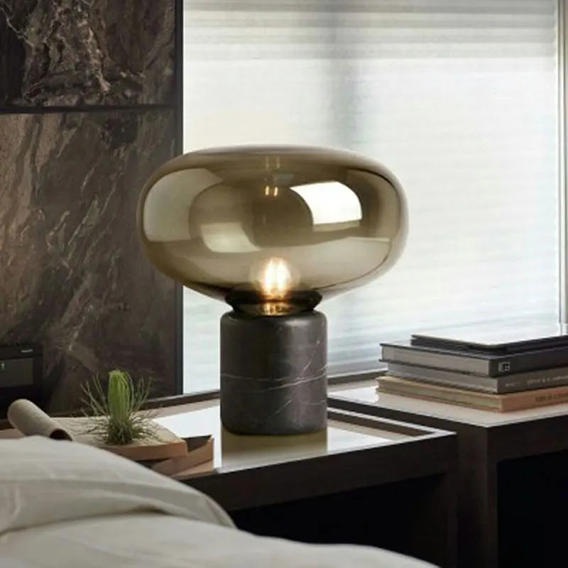SylvanGlow Nordic Desk Lamp With Glass Shade Forest Light