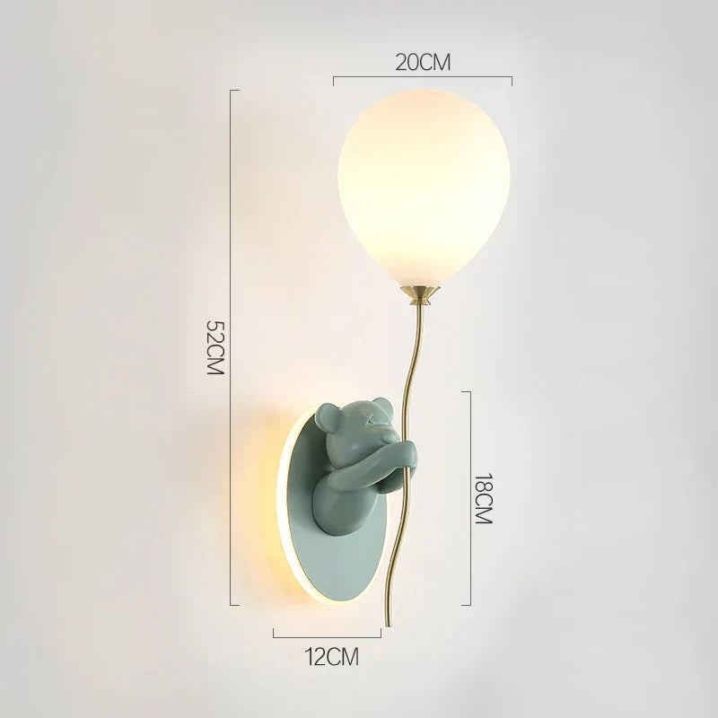 WhimsyBear Kids Wall Lamp With Frosted Glass Shade SoftGlow