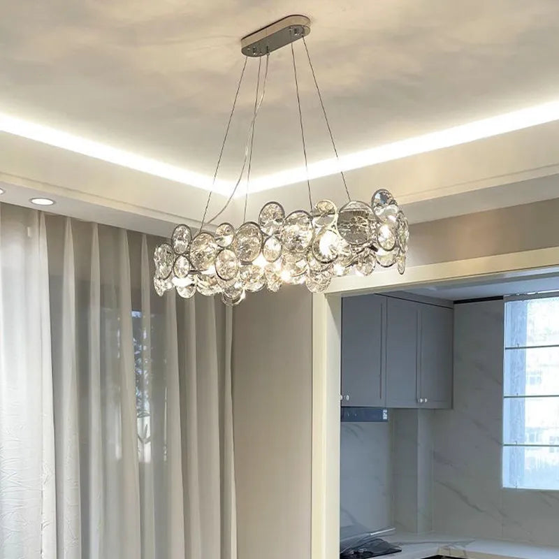 LustreNova Crystal Chandelier with Stainless Steel Trim