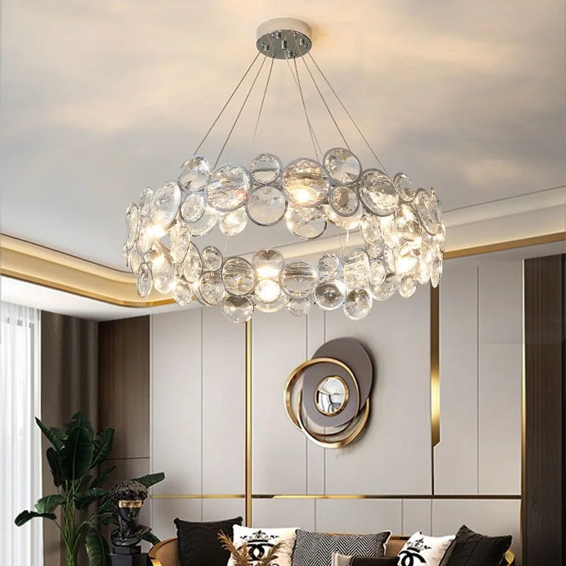 LustreNova Crystal Chandelier with Stainless Steel Trim