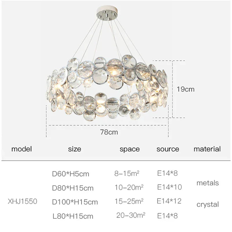 LustreNova Crystal Chandelier with Stainless Steel Trim