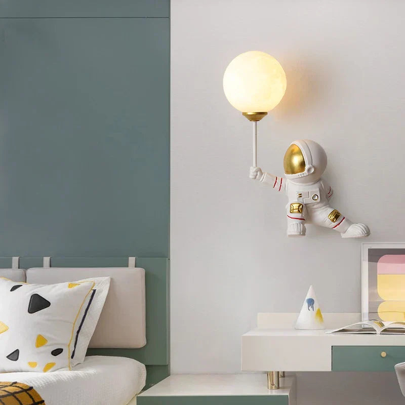 LunaNest Resin Astronaut Nursery Wall Light for Kids
