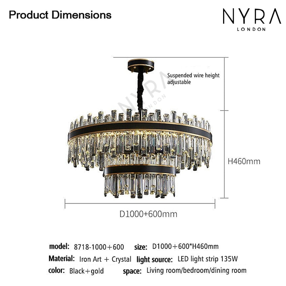 Nyara Series Tri Color Dimmable Chandelier Premium Metal
