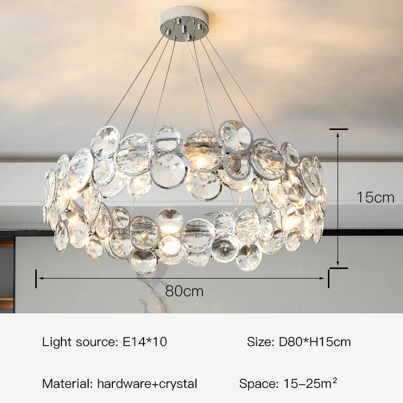 LustreNova Crystal Chandelier with Stainless Steel Trim