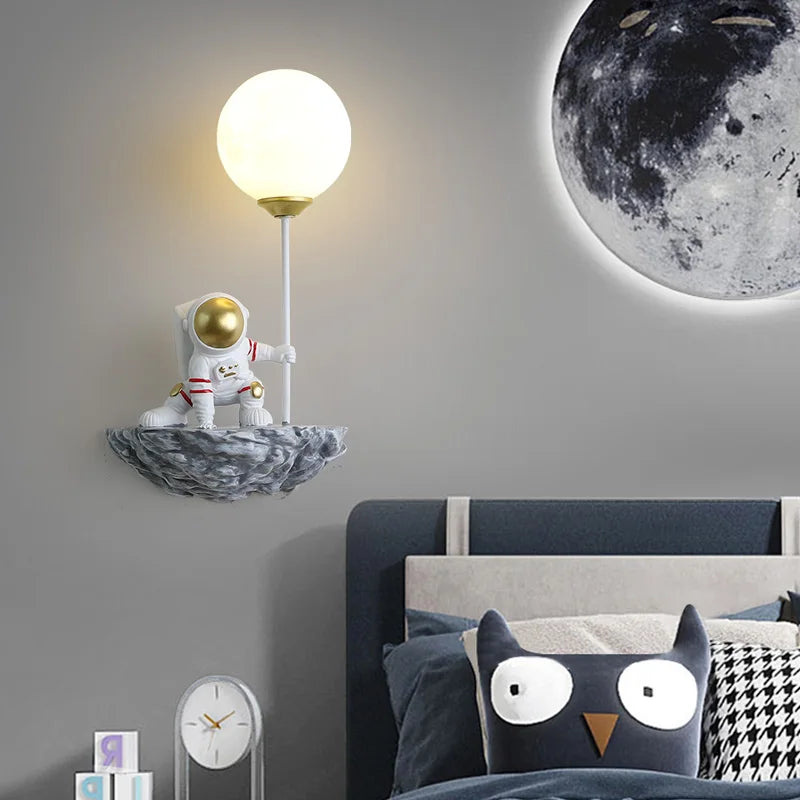 LunaNest Resin Astronaut Nursery Wall Light for Kids