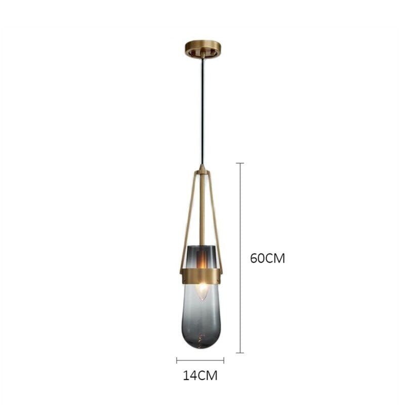 AzureDrift Sky Blue Glass Pendant Light with Brass Accents