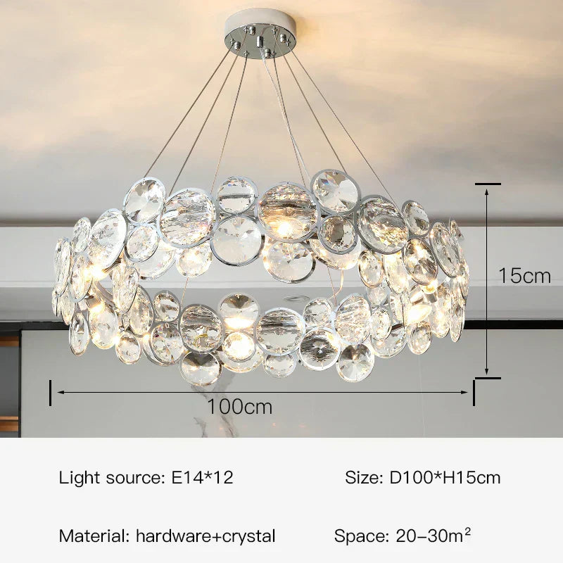 LustreNova Crystal Chandelier with Stainless Steel Trim