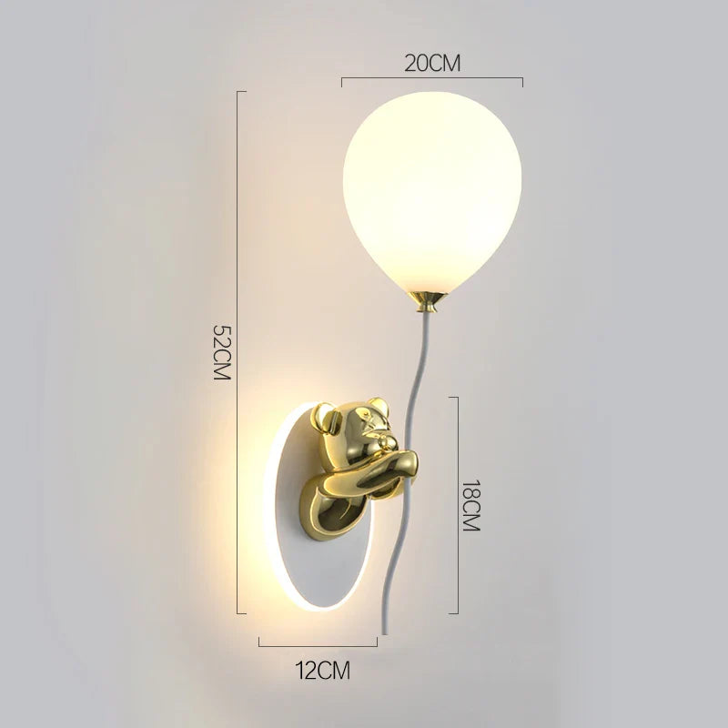 WhimsyBear Kids Wall Lamp With Frosted Glass Shade SoftGlow