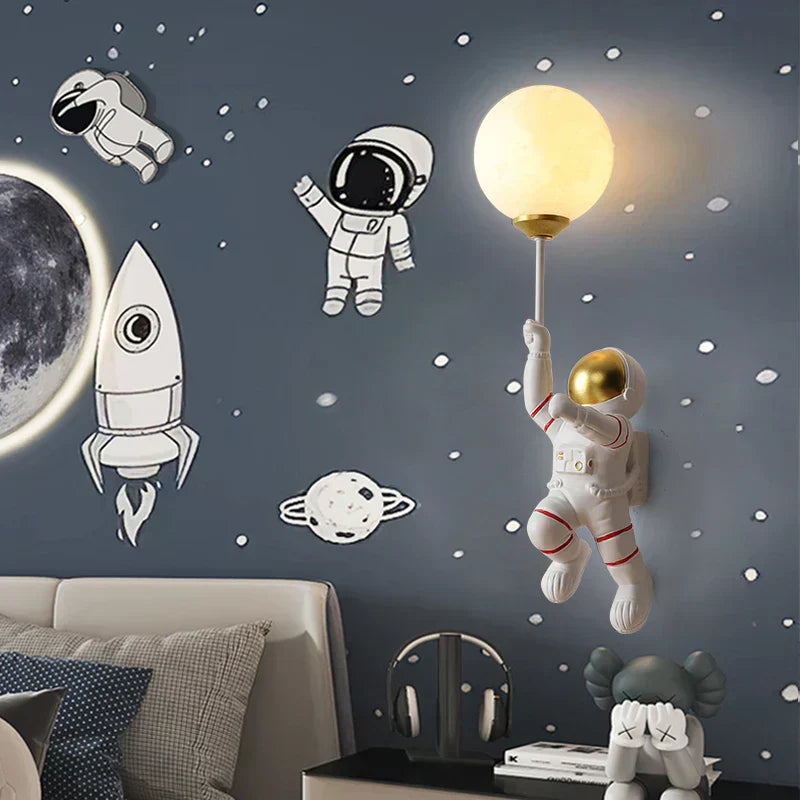 LunaNest Resin Astronaut Nursery Wall Light for Kids