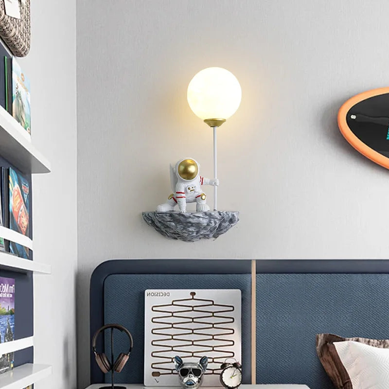 LunaNest Resin Astronaut Nursery Wall Light for Kids