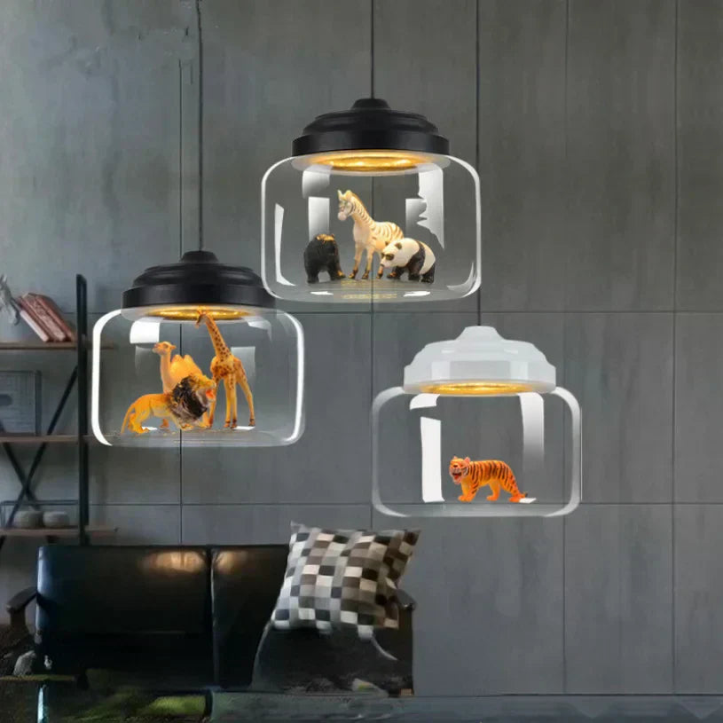 Whimsy Animal Glass LED Pendant Chandelier for Kids' Room