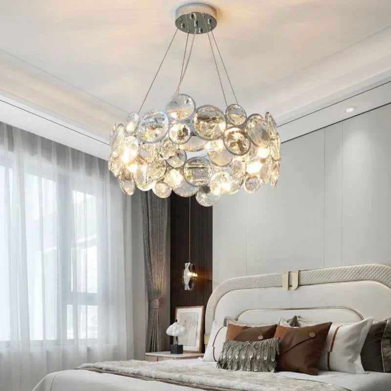 LustreNova Crystal Chandelier with Stainless Steel Trim