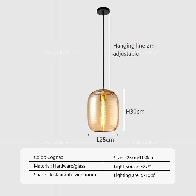 AstraLume Glass Pendant Lamp with Hand Blown Shade Design