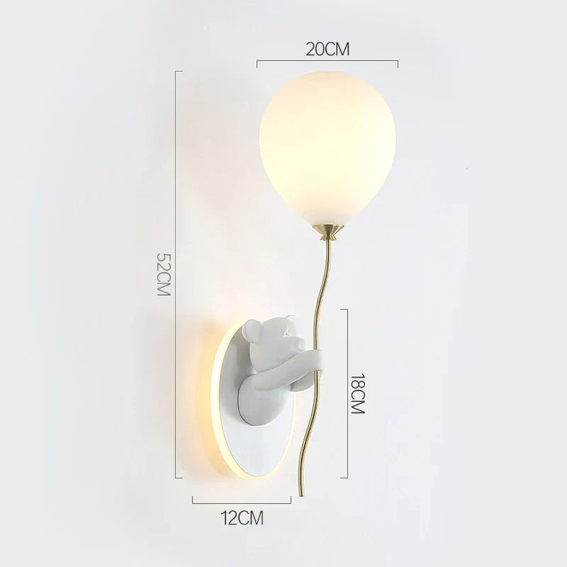 WhimsyBear Kids Wall Lamp With Frosted Glass Shade SoftGlow