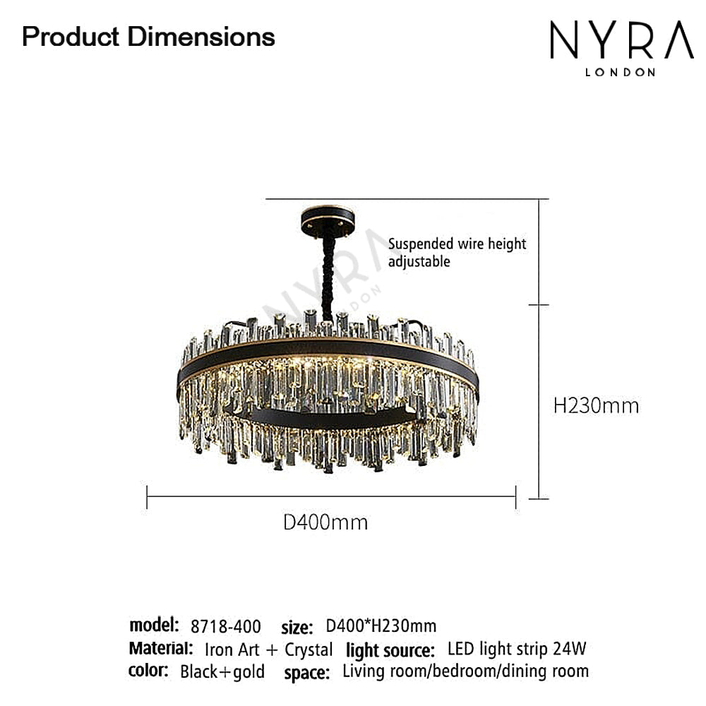 Nyara Series Tri Color Dimmable Chandelier Premium Metal