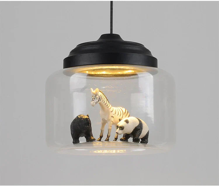 Whimsy Animal Glass LED Pendant Chandelier for Kids' Room