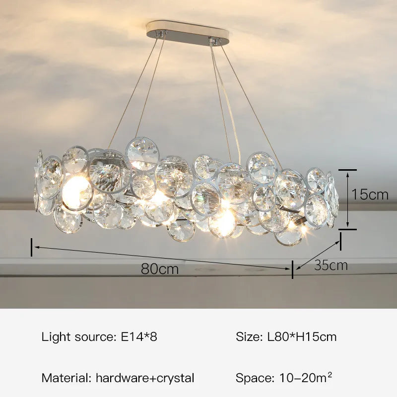 LustreNova Crystal Chandelier with Stainless Steel Trim