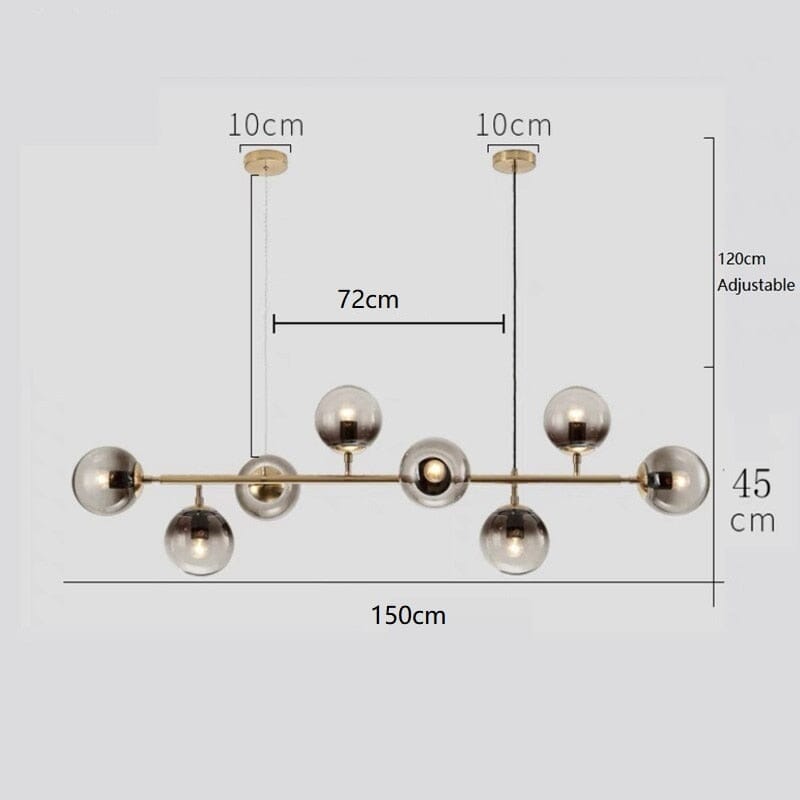 Aurelia Glass Globe Chandelier in Gold or Black Finish