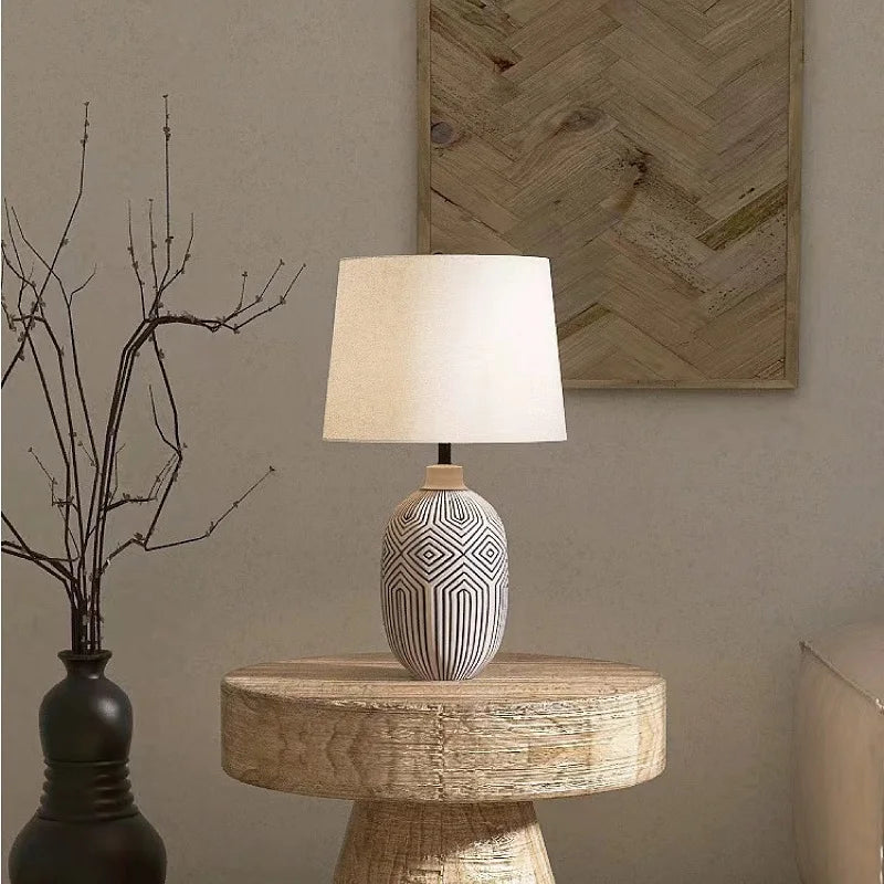 Aurora Terra Ceramic Table Lamp With Geometric Base