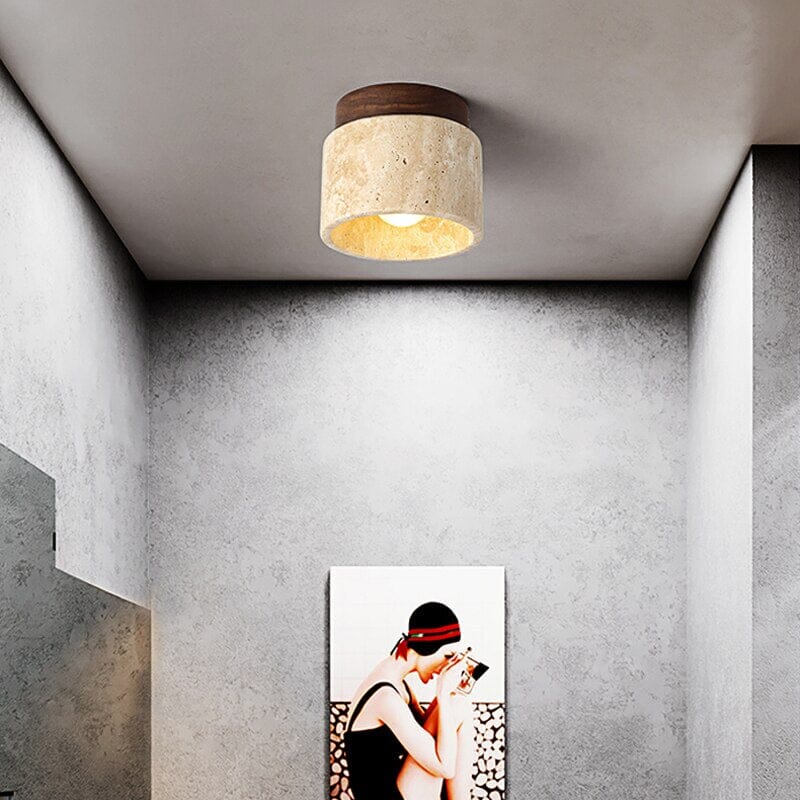 Yanagi Yellow Marble Ceiling Light Wabi Sabi Style