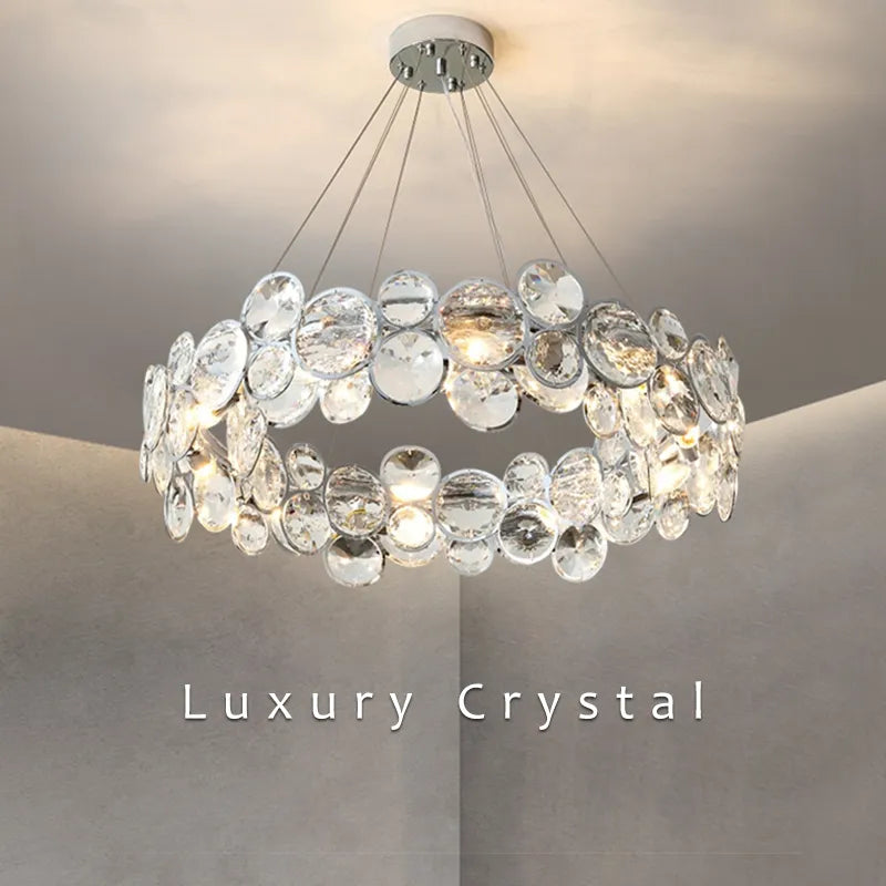 LustreNova Crystal Chandelier with Stainless Steel Trim