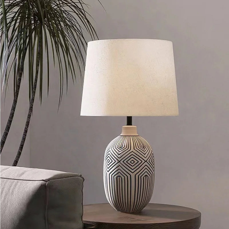 Aurora Terra Ceramic Table Lamp With Geometric Base