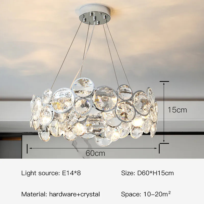LustreNova Crystal Chandelier with Stainless Steel Trim