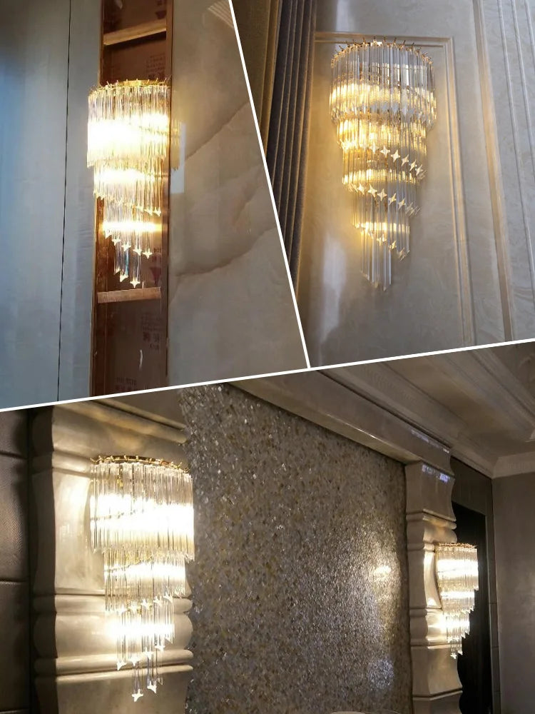 Auric Crystal Wall Sconce in Premium Gold Luxury Finish