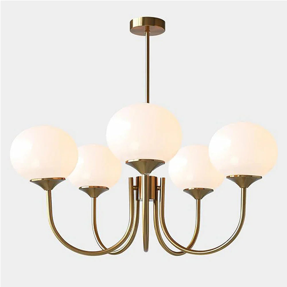 Rosalia Glow Brass Chandelier with Pink Glass Shades