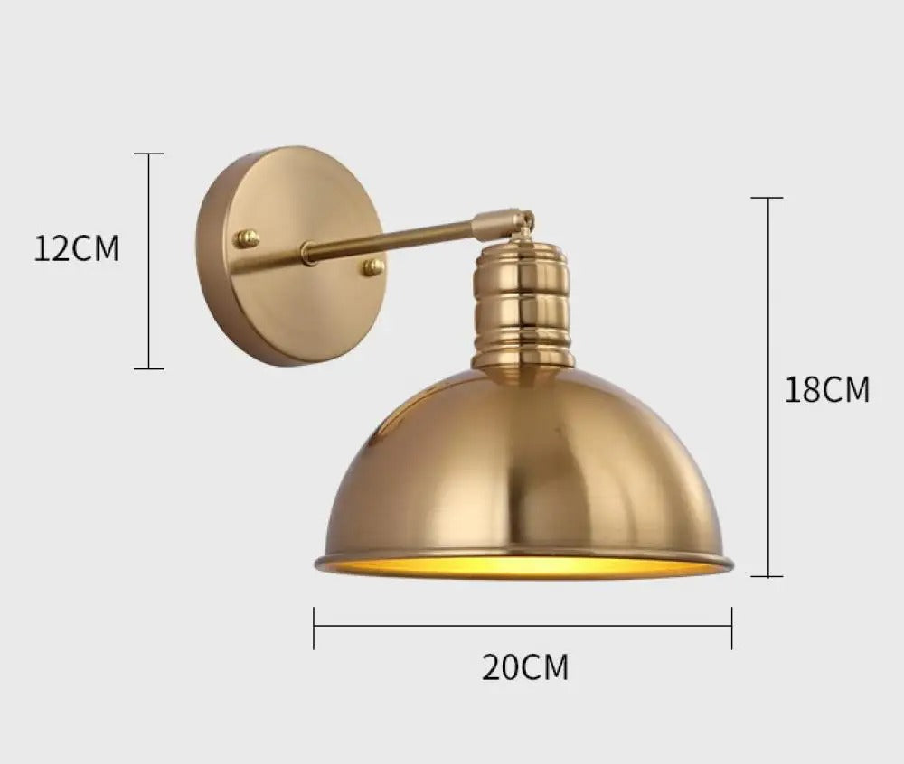 Antique-Style Arm-Mounted Wall Lamp With Brass Shade