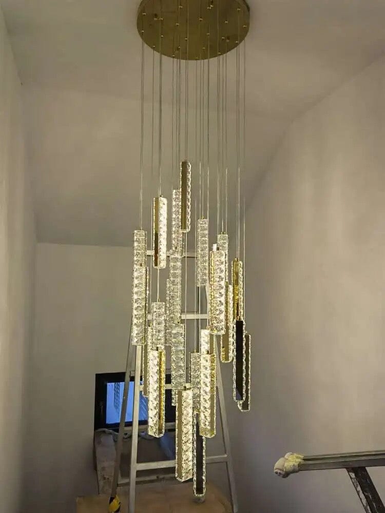 NovaLuxe Crystal Staircase Chandelier With LED Lighting