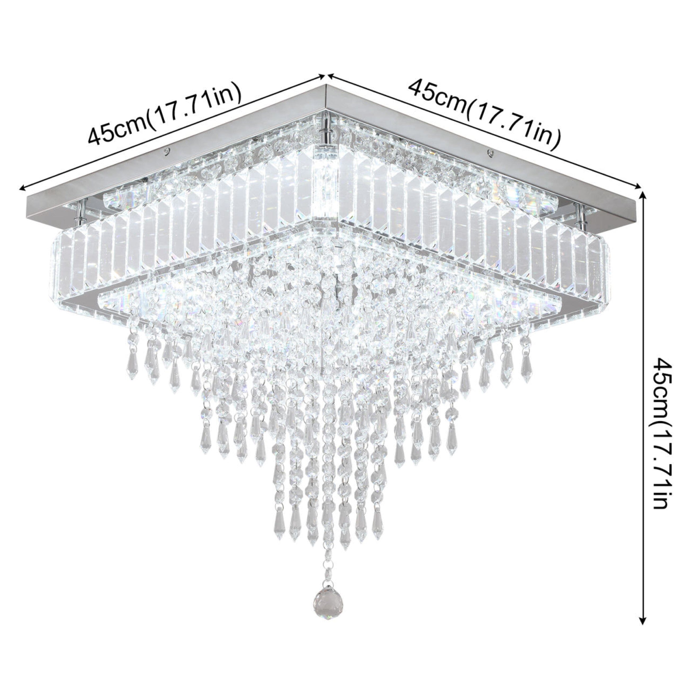 Lyra Crystal Square Chandelier Three Tier Sparkle Design