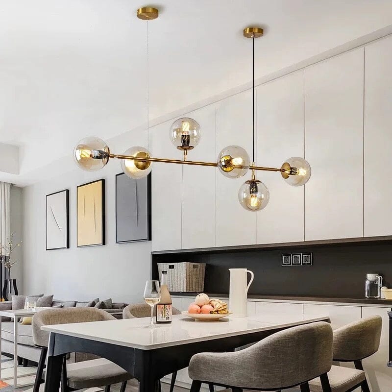 Aurelia Glass Globe Chandelier in Gold or Black Finish